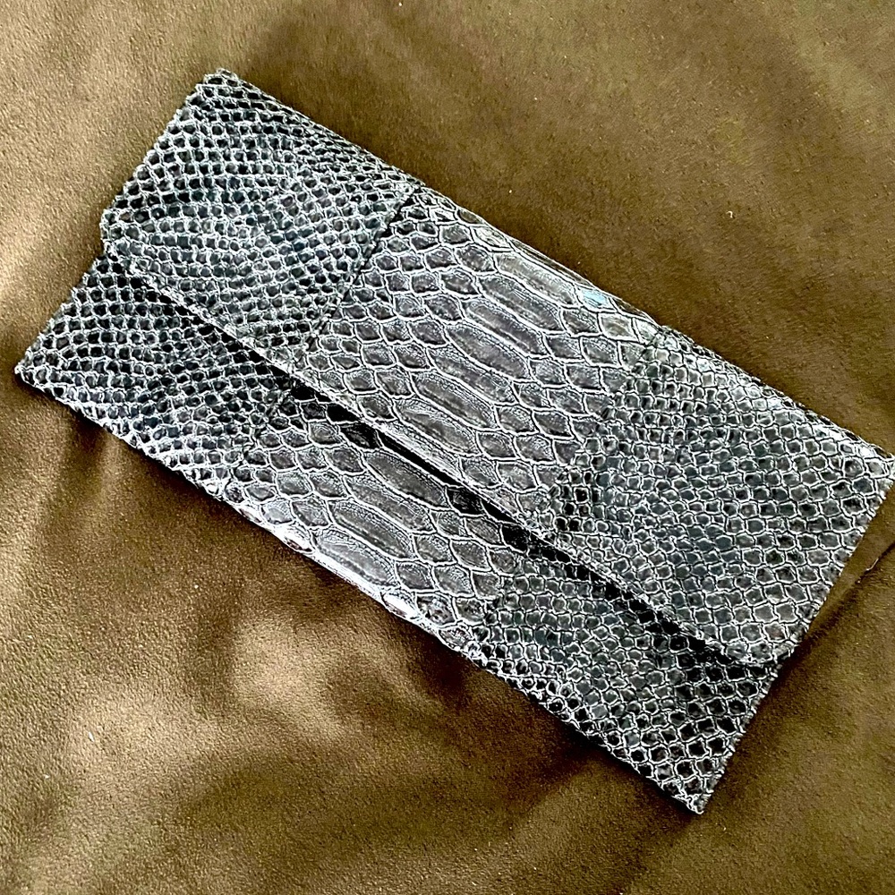 Faux Snakeskin Clutch